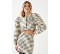 MissPap Women's Boucle Cropped Button Down Jacket in Mono | Size: 10 MissPap Mono 10