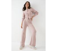 MissPap Women's Cosy Button Down Cardigan & Trouser Co Ord in Mauve | Size: Medium/Large MissPap Mauve M/L