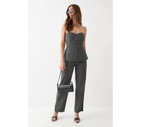 MissPap Women's Dogtooth Printed Denim Straight leg Jean in Mono | Size: 8 MissPap Mono 8