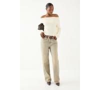 MissPap Women's Eyelash Knit Fold Over Detail Top in Ecru | Size: XS MissPap Ecru XS