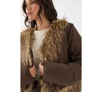 MissPap Women's Faux Fur Trim Puffer Coat in Chocolate | Size: 8 MissPap Chocolate 8
