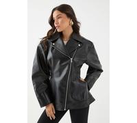 MissPap Women's Faux Leather Biker Jacket in Black | Size: 12 MissPap Black 12