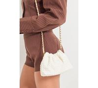 MissPap Faux Leather Drawstring Bag With Crossbody Strap, One Size, white