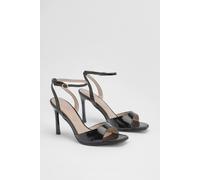 MissPap Women's Faux Leather Stiletto Heel Sandals in Black | Size: 3 MissPap Black 3