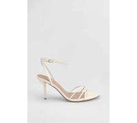 MissPap Women's Faux Leather Strappy High Stiletto Heel Sandals in White | Size: 5 MissPap White 5