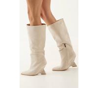 MissPap Faux Suede High Wedge Knee Boots, 5, Beige