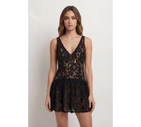 MissPap Women's Lace Volume Hem Mini Dress in Black | Size: 12 MissPap Black 12