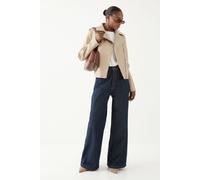 MissPap Women's Leather Look Biker Jacket in Stone | Size: 10 MissPap Stone 10