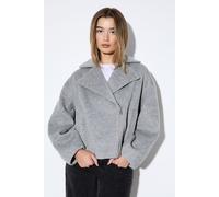 MissPap Women's Oversized Brushed Biker Jacket in Grey | Size: 14 MissPap Grey 14