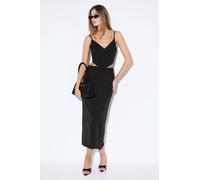 MissPap Women's Pinstripe Tailored Maxi Skirt in Black | Size: 12 MissPap Black 12