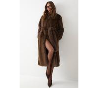 MissPap Women's Premium Belted Tipped Fur Coat in Olive | Size: 10 MissPap Olive 10