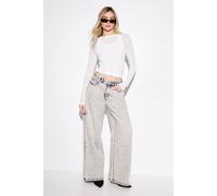 MissPap Women's Premium Distressed Wash Seam Front Boyfriend Jeans in Greywash | Size: 6 MissPap Greywash 6