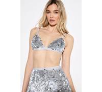 MissPap Women's Premium Mixed Sequin Embellished Bralet in Silver | Size: 14 MissPap Silver 14