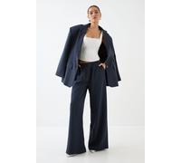 MissPap Women's Premium Pinstripe Button Front Tailored Trouser in Navy | Size: 12 MissPap Navy 12