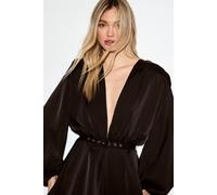 MissPap Women's Premium Satin Flippy Short Playsuit in Black | Size: 10 MissPap Black 10