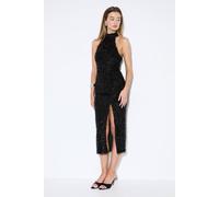 MissPap Women's Premium Textured Shimmer Midi Dress in Black | Size: 8 MissPap Black 8