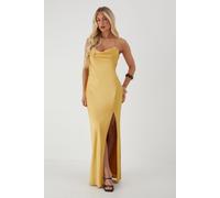 MissPap Women's Satin Cowl Split Leg Maxi Dress in Yellow | Size: 8 MissPap Yellow 8