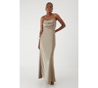 MissPap Women's Satin Cup Drape Bust Maxi Dress in Bronze | Size: 8 MissPap Bronze 8