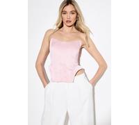 MissPap Women's Satin Twill Bonded Corset Top in Soft Pink | Size: 12 MissPap Soft Pink 12