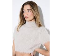 MissPap Women's Shoulder Pad Knitted Crop Top in Mink | Size: Large MissPap Mink L