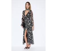 MissPap Women's Spot Print Mesh Scarf Dress in Black | Size: 10 MissPap Black 10