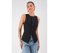 MissPap Women's Tailored High Neck Waistcoat in True Black | Size: 8 MissPap True Black 8