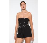 MissPap Women's Tailored Premium Chain Belted Playsuit in Black | Size: 16 MissPap Black 16