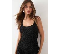 MissPap Women's Textured Floral Chiffon Bias Maxi in Black | Size: 10 MissPap Black 10