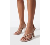 MissPap Women's Toe Post Slingback High Stiletto Heel Sandals in Nude | Size: 7 MissPap Nude 7