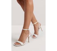 MissPap Women's White Faux Leather Stiletto Heeled Sandals | Size: 8 MissPap White 8
