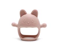 Misspee Rabbit Silicone Hand Guard Teether for Babies - Wearable, Drop-Resistant, BPA-Free, Easy to Clean -Relieves Teething Pain, Stimulates Grasping Ability with Stylish Mitten Design Light Pink