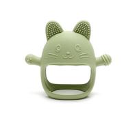 Misspee Rabbit Silicone Hand Guard Teether for Babies - Wearable, Drop-Resistant, BPA-Free, Easy to Clean -Relieves Teething Pain, Stimulates Grasping Ability with Stylish Mitten Design Green