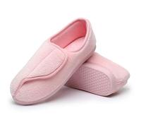 MISSRAIN Women’s Diabetic slippers Memory Foam Wide Fit with Adjustable Closure for Ladies Lightweight Closed Toe House shoes Pink, UK 7