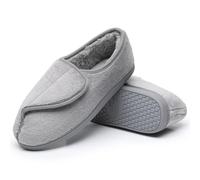 MISSRAIN Women’s Diabetic slippers Memory Foam Wide Fit with Adjustable Closure for Ladies Lightweight Closed Toe House shoes ， Grey.UK-7