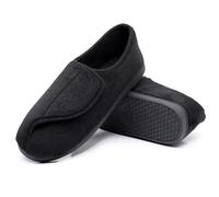 MISSRAIN Women’s Diabetic slippers Memory Foam Wide Fit with Adjustable Closure for Ladies Lightweight Closed Toe House shoes Black, UK 7