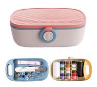 Missraza Sewing Kit, Portable Kit for Adults, Plastic Box Needle and Thread Accesories Supplies Pink 15.5x6cm(6.1x2.36in)
