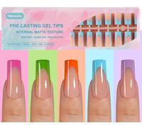 Misssix French Gel Nail Tips, 150Pcs French Tip Press on Nails Long Square, No Need to File Tips Pre-lasting, Fake Nails for Nail Art DIY 15 Sizes