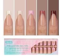 Misssix French Gel Nail Tips, 150Pcs French Tip Press on Nails Long Square, No Need to File Tips Pre-lasting, Fake Nails for Nail Art DIY 15 Sizes