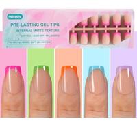 Misssix French Gel Nail Tips 160 Pcs French Tip Press On Short Square Nails No Need to File Predurable Tips False Nails for DIY Nails 16 Sizes