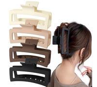 Misstars 4 PCS Extra Large Claw Clips, 5 Inch Jumbo Large Hair Clips for Thick, Long, Curly Hair, Big Matte Square Hair Clips, Strong Hold XL Oversized Hair Claw Clips for Women Thick Hair