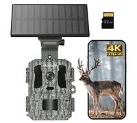 Misstech 4K UHD Trail Camera Solar-Powered, 64MP Wildlife Cam Support 0.1s Motion Trigger, Clear Night Vision, Time-Lapse Magic, App Control, No Monthly Fee, IP66 Outdoor Camera with 32GB Micro SD