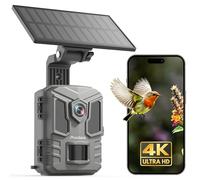 Misstech 4K UHD Wildlife Camera Solar-Powered, 64MP Trail Cam with 0.1s Motion-Activated, Clear Night Vision, No Monthly Fee, App Control, Time-Lapse Magic, IP66 Waterproof, 32GB Micro SD Included