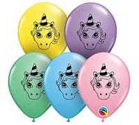 Missy Moo Qualatex 57992 Unicorn Head 5 Inch Latex Balloons (Pastel Assortment, 50 Pack)