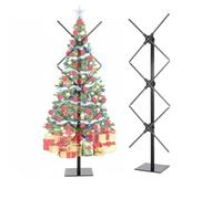 Missyou 124cm 3DHologramFan Christmas Tree Display, 3 PCS 46CM Fans with Bluetooth, App & Remote Control, Holographic Fan LED, Customizable Video Content for Exhibitions, Trade Shows, Advertising