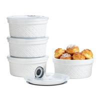 MISSYSSIM Ramekins 12 oz with Lids Oven Safe, Creme Brulee Ramekins with Covers, Ceramic Small Baking Dishes Set of 4, Souffle Dishes Bowls - Microwave and Dishwasher Safe, White Cloud