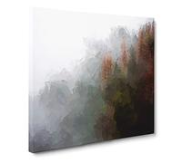 Mist Around the Forest Canvas Print | Gallery Wrapped 30mm Frame Wall Art | 14x14 inches | Ready to Hang | Abstract Landscape Picture | Living Room Bedroom Lounge Office