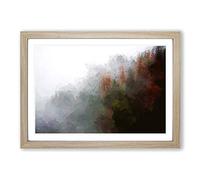 Mist Around The Forest in Abstract Framed Print | A2 Oak Framed Wall Art | Ready to Hang | Abstract Landscape Picture | Living Room Bedroom Lounge Office
