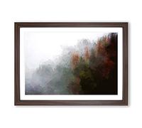 Mist Around The Forest in Abstract Framed Print | A2 Walnut Framed Wall Art | Ready to Hang | Abstract Landscape Picture | Living Room Bedroom Lounge Office