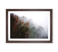Mist Around The Forest Painting Framed Print | A2 Walnut Framed Wall Art | Ready to Hang | Modern Landscape Picture | Living Room Bedroom Lounge Office