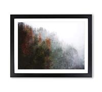 Mist Around The Forest Painting Modern Art Framed Print | A2 Black Framed Wall Art | Ready to Hang | Modern Landscape Picture | Living Room Bedroom Lounge Office